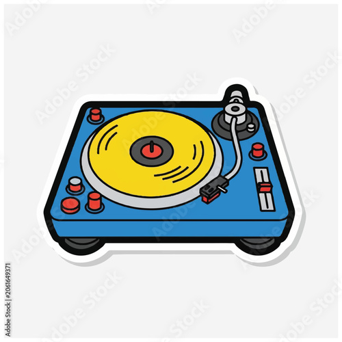 Turntable with yellow vinyl record.