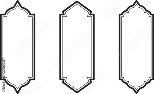Islamic Arch Frame Collection Vector Set – Decorative Arabic Mosque Border Shapes Outline Design