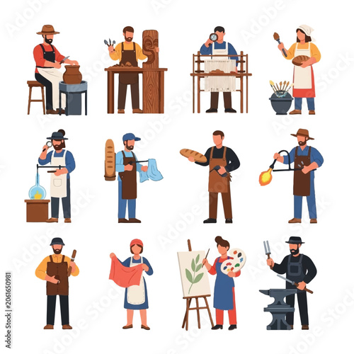 Various Occupations Working Hard Daily.
