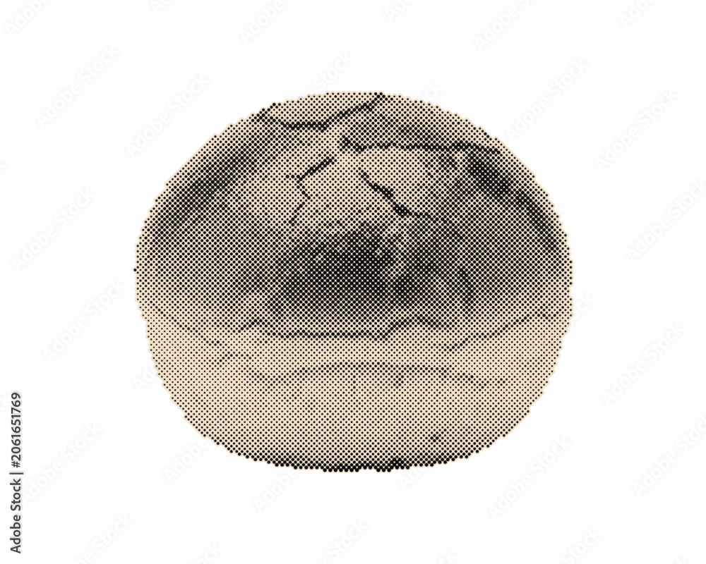 Obraz premium Vintage retro halftone vector illustration with circle dots pattern texture and cracked distressed effect isolated on white background