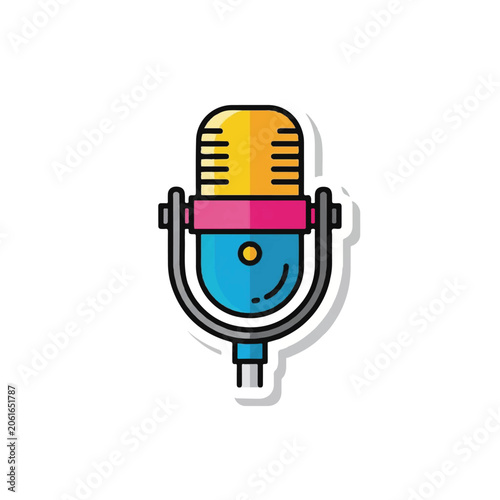 Vintage Cartoon Microphone Illustration Design.
