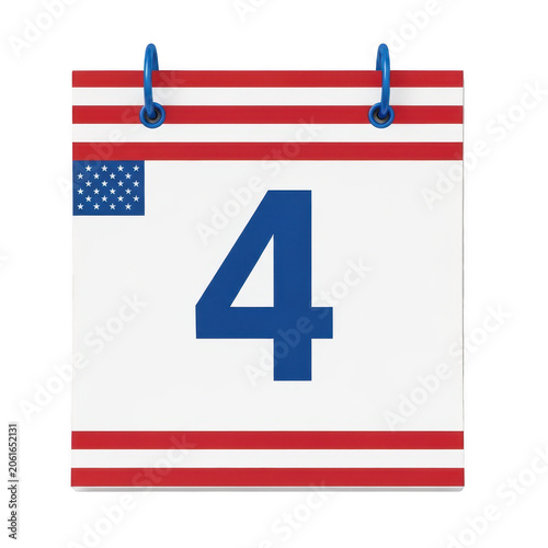 Blue number four icon with red and blue stripes on a sign