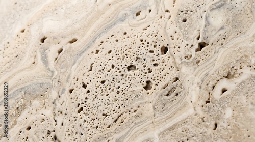 Natural polished travertine stone texture with detailed mineral veins