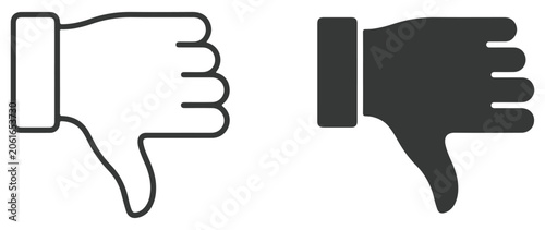 Obraz na płótnie Thumbs down icon set, dislike symbol, vector illustration isolated on white back