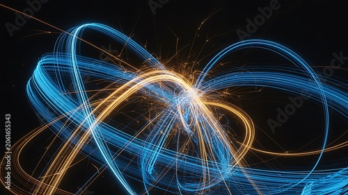 Dynamic Blue and Orange Light Trails