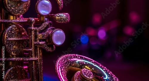 Close-up of ornate stage lights.