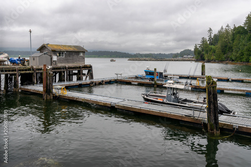 Port Renfrew Pier and Docks Port Renfrew. A rustic pier and docks on Port San Juan in Port Renfrew, Canada.
