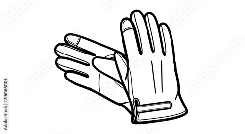 Pair of Elegant Leather Gloves Line Art Illustration