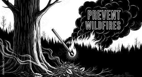 Prevent Wildfires Forest Fire Conceptual Illustration