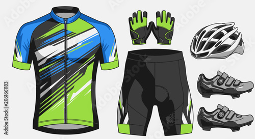 Professional Cycling Apparel Set with Jersey Shorts Helmet and Shoes