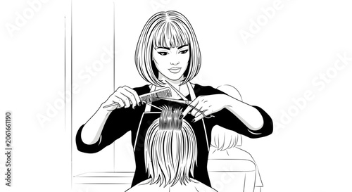 Professional Hairdresser Cutting Client Hair in Salon