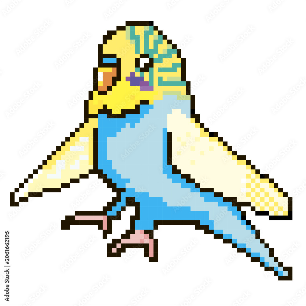 Fototapeta premium Budgie pixel art vector illustration