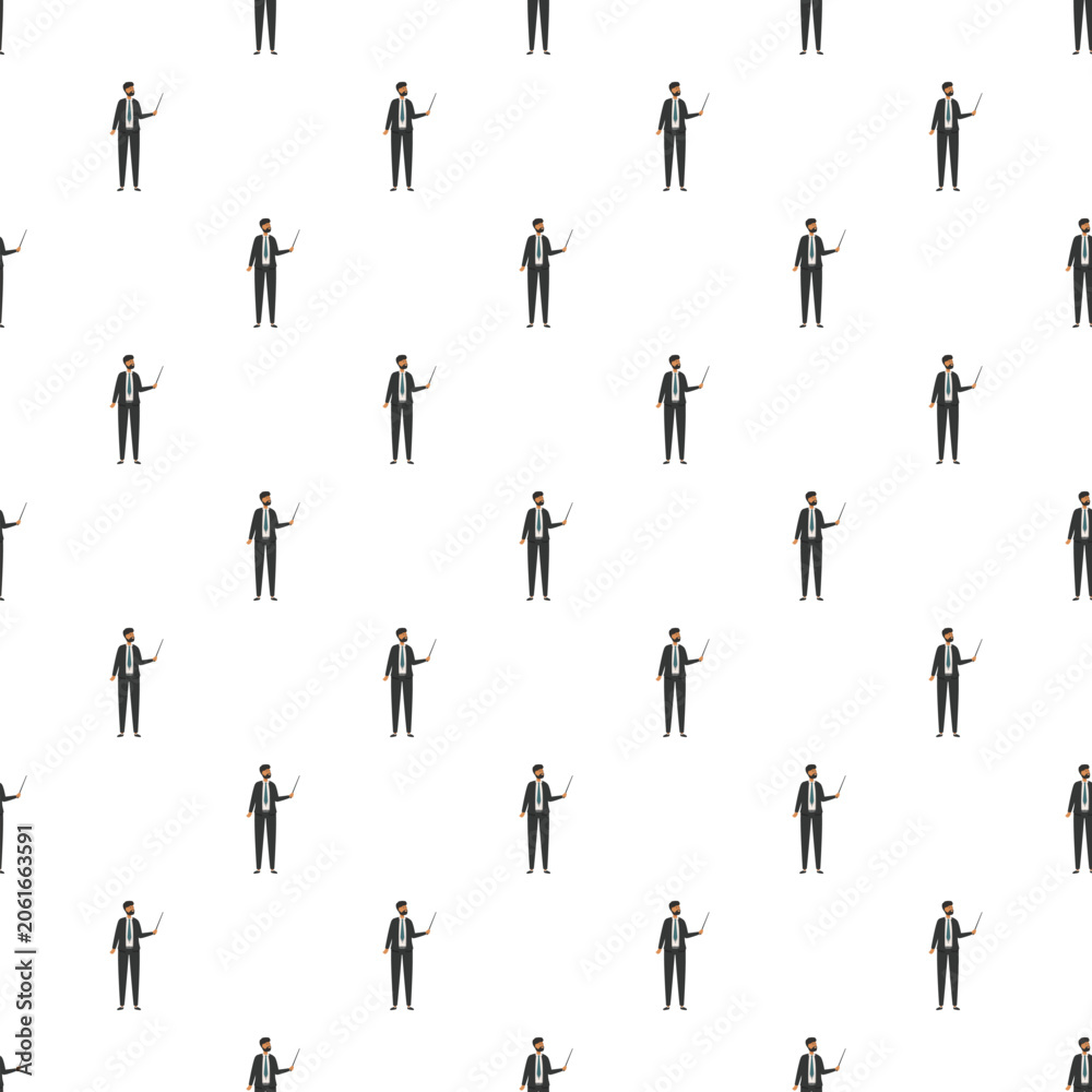 Fototapeta premium Repetitive pattern of a businessman or teacher pointing to the right, ideal for backgrounds