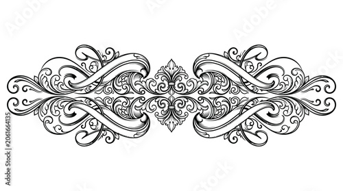 Vintage floral ornamental frame design with abstract floral pattern, decorative scrolls, leaves and elegant vector border elements