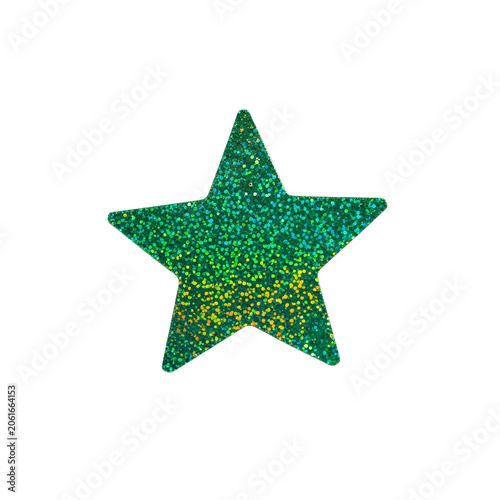 Green Glitter Star Sticker Sparkling Shiny Texture Graphic Element For Christmas Party Decoration Scrapbooking Festive Holiday And Creative Arts Craft Design Projects Isolated
