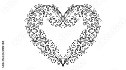 Heart shape with floral ornament and decorative flower pattern vector design