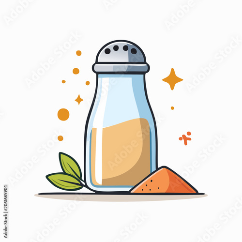 Salt Shaker with Spices and Leaves