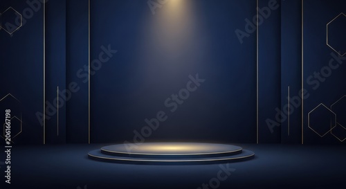 Modern minimalist stage with spotlight on circular platform