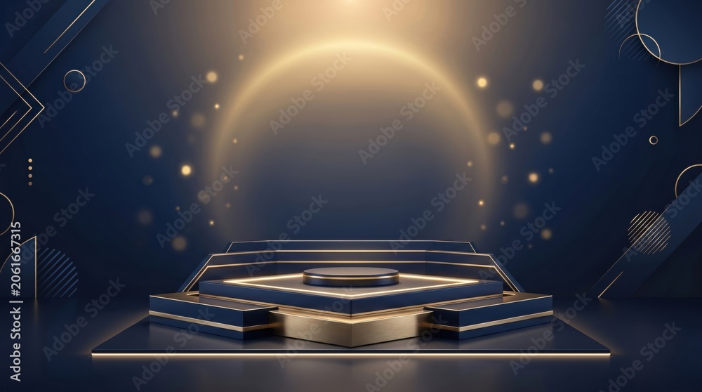 Naklejka premium Modern spaceship or spacecraft flying through futuristic space background
