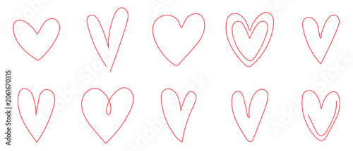 Картината върху платно Hand drawn doodles hearts set