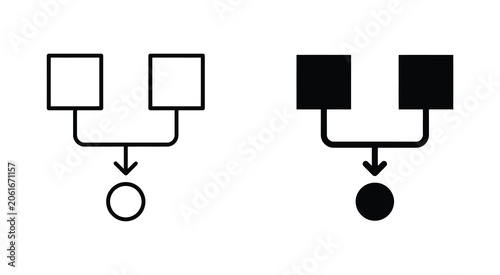 System flow diagram with arrow icon set in outline and solid style. Vector illustration