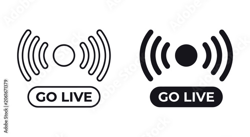 Tableau sur toile Live streaming broadcast indicator icon set. Vector illustration
