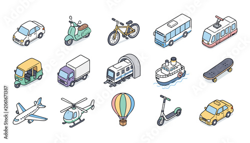 Foto Vehicles Transportation Modes Icons.