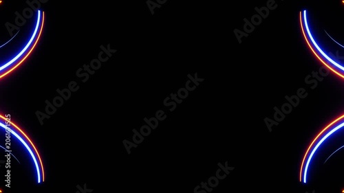 Blue and Orange Neon Frame Background VJ Loop in 4K