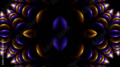 Gold and Purple Reverse Rotate Glossy Balls Kaleidoscope Background VJ Loop in 4K