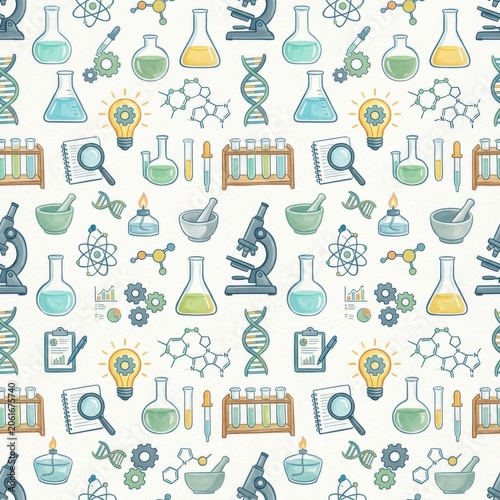 Scientific discovery illustration laboratory environment educational content creative viewpoint research concepts