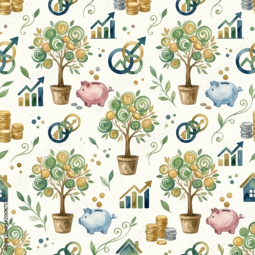 Financial growth strategies business environment graphic design modern aesthetic visual representation