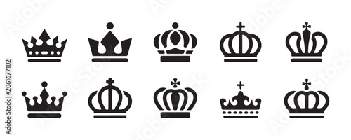 Konstfotografi Collection of diverse royal crowns and king queen symbols vector art