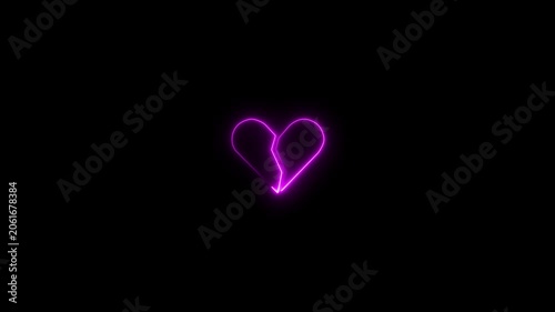 Neon Prink Heart Shape Drawing Animation, Creative motion design incorporating heart shapes. heartbeat and love display screen Black background 4k video.