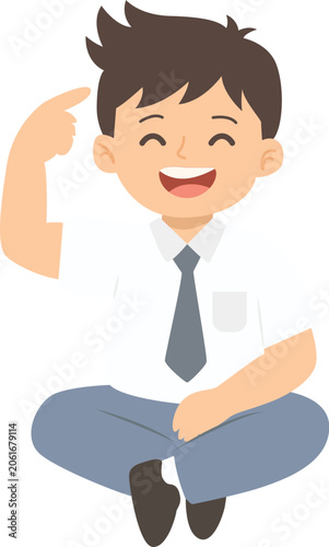 flat illustration of high school boy with pose
