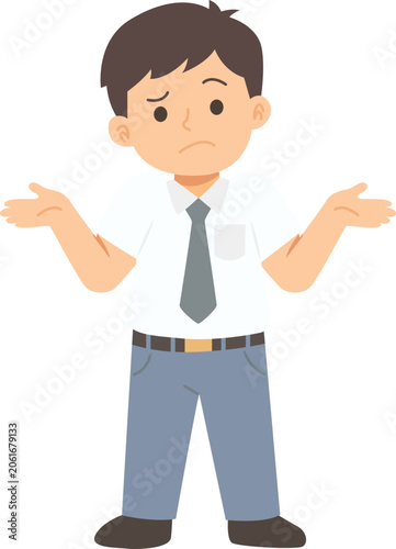 flat illustration of high school boy with pose
