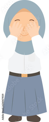 flat illustration of high school girl with pose
