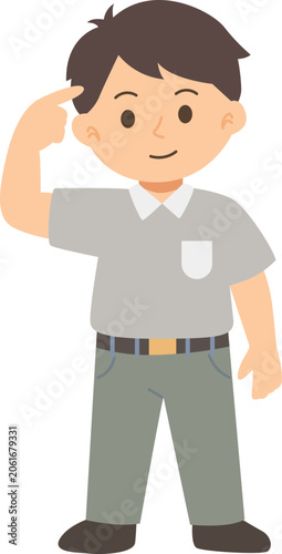 flat illustration of high school boy with pose

