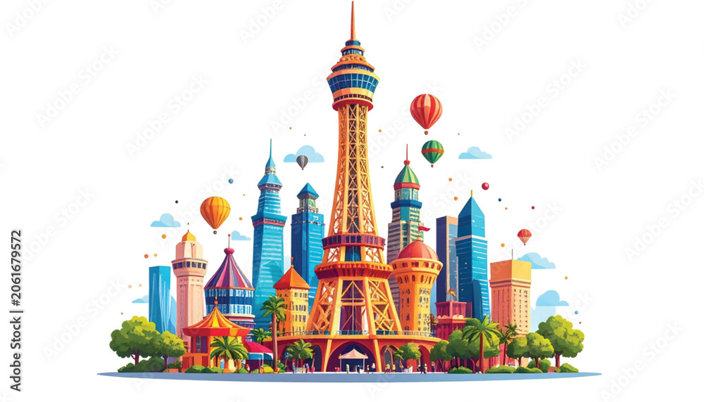 Obraz premium Eiffel Tower Paris Cityscape Landmark.
