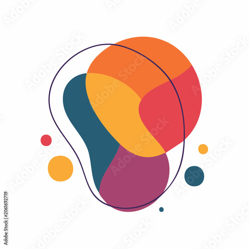 Abstract Organic Shapes with Vibrant Colors and Outline