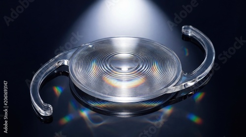 Multifocal intraocular lens with diffraction rings on dark background