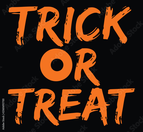 Εκτύπωση καμβά halloween trick or treat typography brush text vector illustration isolated on b