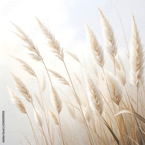Close up of natural wheat stalks in field.