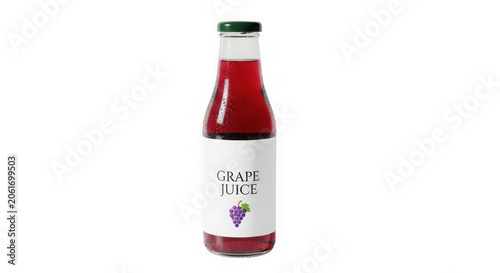 Foto Bottle of grape juice with white label isolated on transparent background
