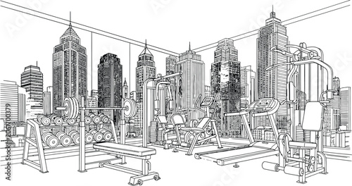 Obraz na plátne Intricate sketch of a modern cityscape under construction with towering building