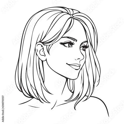 Beautiful girl vector. Minimalism style.	
