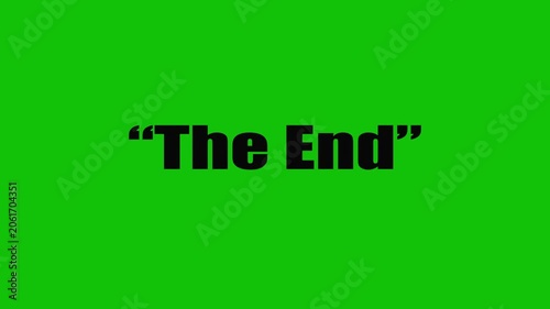 Progress glowing text typography screen over on green background. 4K 3D seamless looping The End effect element for Cinema trailer