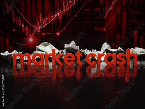 Market Crash Text in Front of Black and Red Collapse Diagram