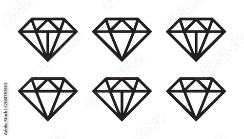 Картината върху платно Diamond vector icon set different styles and shapes isolated on transparent background thin line diamond icon