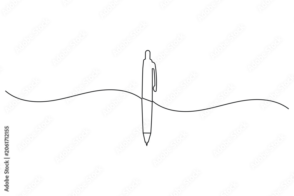Obraz premium Pen one line art simple outline vector icon illustration