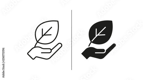 Eco friendly leaf in hand icon representing sustainability nature conservation and green.